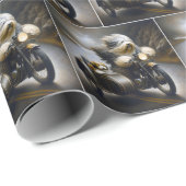 オートバイに乗る髭の生えたコリー ラッピングペーパー (ロールコーナー)