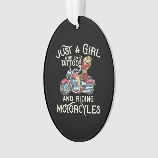 オートバイのアートギフトを愛すおもしろいる女の子だけ.p オーナメント (正面)