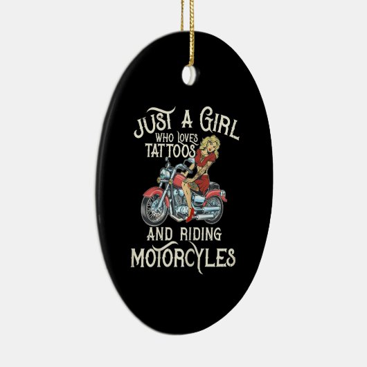 オートバイのアートギフトを愛すおもしろいる女の子だけ.p セラミックオーナメント (右)