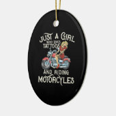 オートバイのアートギフトを愛すおもしろいる女の子だけ.p セラミックオーナメント (左)