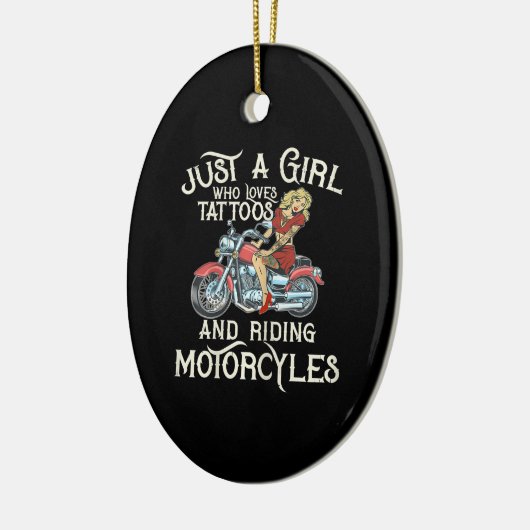 オートバイのアートギフトを愛すおもしろいる女の子だけ.p セラミックオーナメント (左)