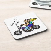 オートバイのカップルのコースターは名前とカスタマイズ! コースター (左側)