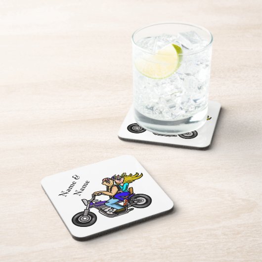 オートバイのカップルのコースターは名前とカスタマイズ! コースター (右側)