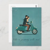 オートバイのカップル ポストカード (正面/裏面)