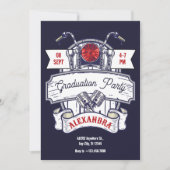 オートバイのガレージ象徴的な卒業パーティー 招待状 (正面)