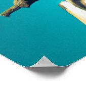 オートバイのキリン着用ヘルメッモダントAIアート ポスター (角)