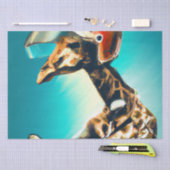 オートバイのキリン着用ヘルメッモダントAIアート 薄葉紙 (クラフト)