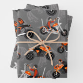 オートバイのギフトオフロードオートバイバイクもしくは自転車に乗る人パターン ラッピングペーパーシート (インサイチュ)