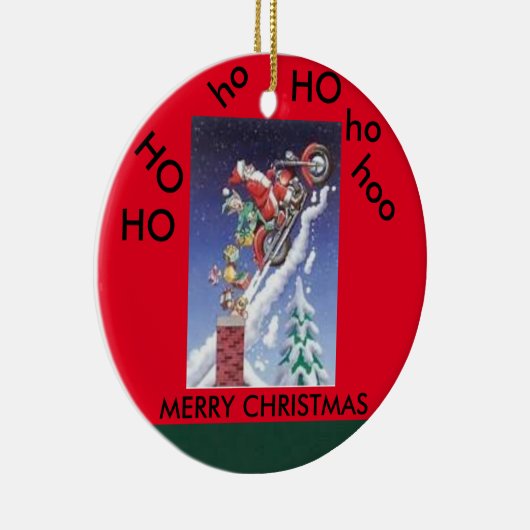 オートバイのクリスマスの円のオーナメントのサンタ セラミックオーナメント (右)