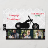 オートバイのクリスマスの写真カード|バイクもしくは自転車に乗る人の休日 シーズンカード (正面/裏面)