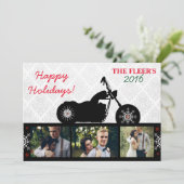 オートバイのクリスマスの写真カード|バイクもしくは自転車に乗る人の休日 シーズンカード (スタンド正面)