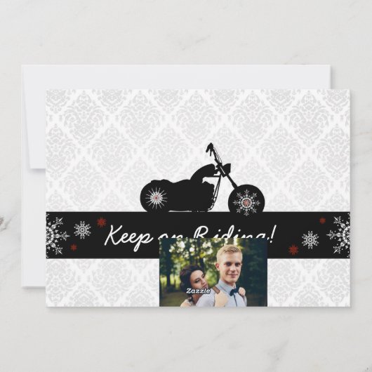 オートバイのクリスマスの写真カード|バイクもしくは自転車に乗る人の休日 シーズンカード (裏面)