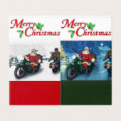 オートバイのクリスマスカードにサンタ (外部フラット)