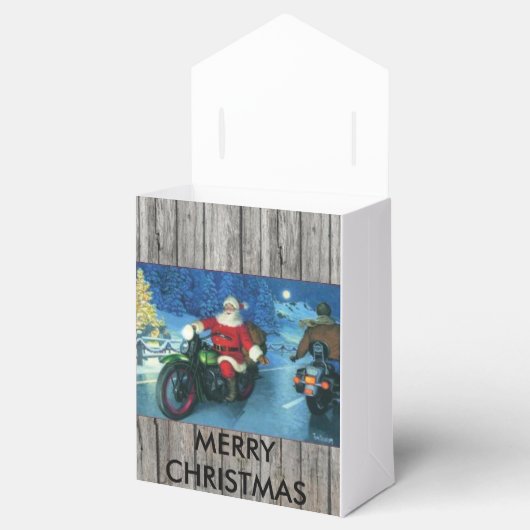 オートバイのクリスマスギフトの箱にサンタ フェイバーボックス (オープン)