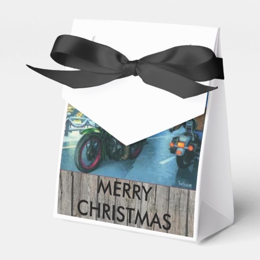 オートバイのクリスマスギフトの箱にサンタ フェイバーボックス (正面サイド)