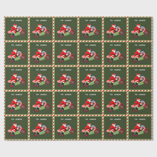 オートバイのクリスマスプレゼント ラッピングペーパー (フラット)