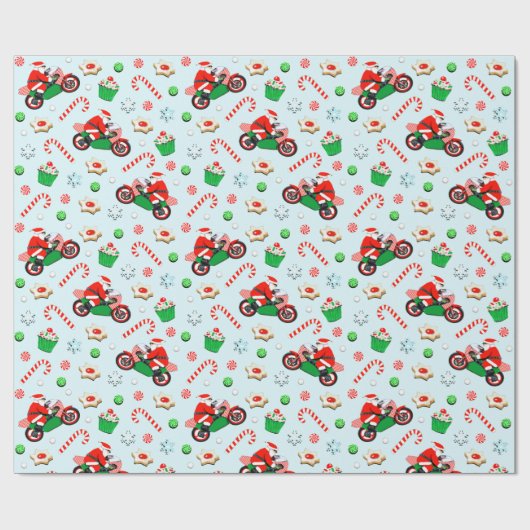 オートバイのクリスマスプレゼント ラッピングペーパー (フラット)