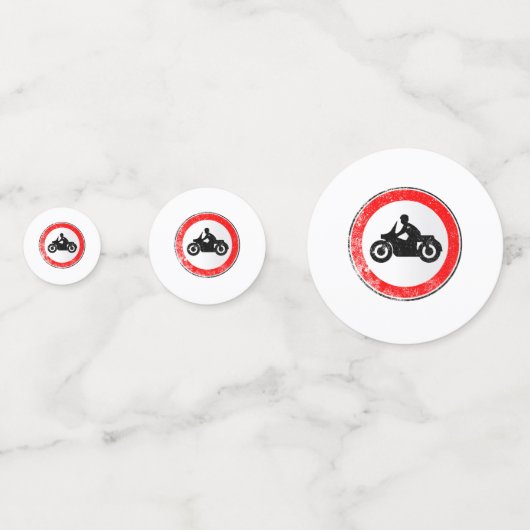 オートバイのグランジな円形の交通標識 コンフェッティ (裏面)