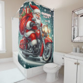 オートバイのサンタ シャワーカーテン (インサイチュ)