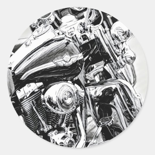 オートバイのスケッチシール ラウンドシール (正面)