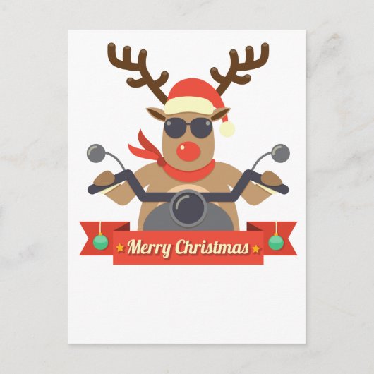 オートバイのトナカイ ポストカード (正面)