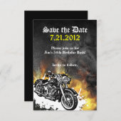 オートバイのバイクもしくは自転車に乗る人のセーブ・ザ・デート案内 セーブザデート (正面/裏面)