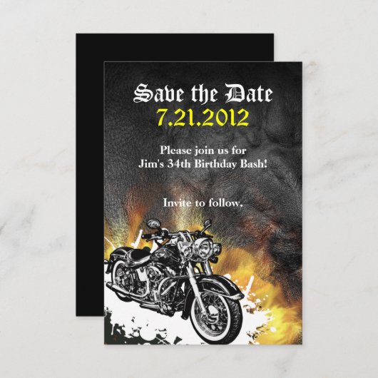 オートバイのバイクもしくは自転車に乗る人のセーブ・ザ・デート案内 セーブザデート (正面/裏面)