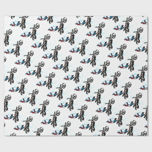 オートバイのバイクもしくは自転車に乗る人の曲芸的なスポーツの競争 ラッピングペーパー (フラット)