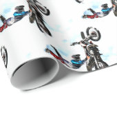 オートバイのバイクもしくは自転車に乗る人の曲芸的なスポーツの競争 ラッピングペーパー (ロールコーナー)