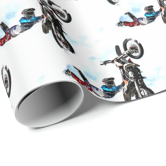 オートバイのバイクもしくは自転車に乗る人の曲芸的なスポーツの競争 ラッピングペーパー (ロールコーナー)