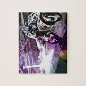 オートバイのバイクもしくは自転車に乗る人を競争させる土のサイクリングのモトクロス ジグソーパズル (縦)