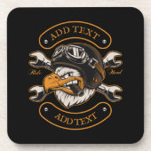 オートバイのパーソナライズバイクもしくは自転車に乗る人イーグルレンチ コースター (正面)