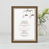 オートバイのベビーシャワーの招待状のピンク 招待状 (スタンド正面)