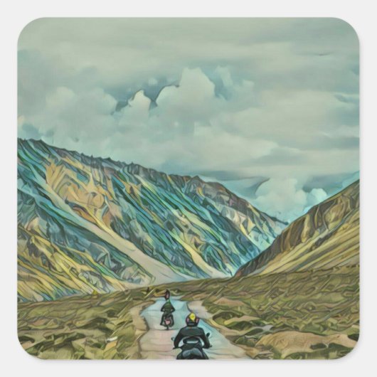 オートバイのライダー向けのギフト スクエアシール (正面)