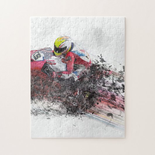 オートバイのライダー速度 ジグソーパズル (縦)