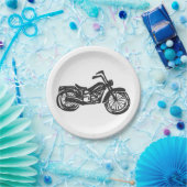 オートバイのレトロイラストレーション-背景の選択 ペーパープレート (パーティー)