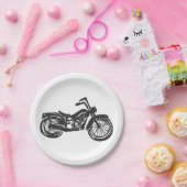 オートバイのレトロイラストレーション-背景の選択 ペーパープレート (パーティー)