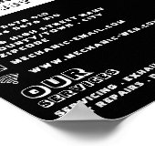 オートバイのワークショップ、整備士と広告修理 ポスター (角)