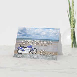 オートバイの付いた66歳の誕生日カード カード