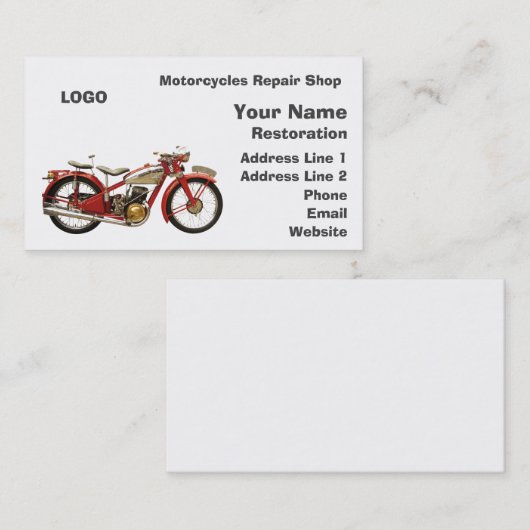 オートバイの修理工場 名刺 (正面/裏面)