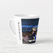 オートバイの女の子が犬と乗る，ファンタジーカップ カフェラテマグ (左アングル)