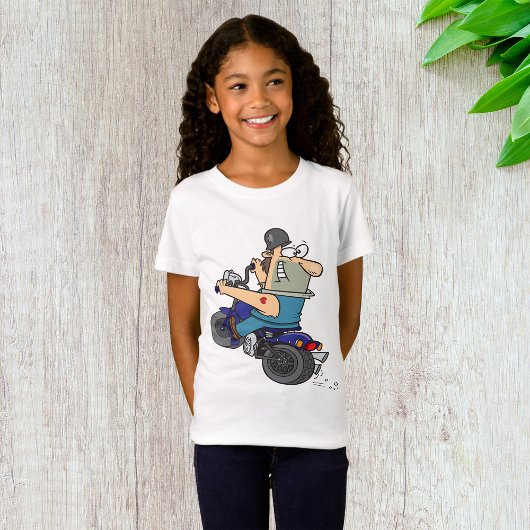 オートバイの女の子のTシャツを着た漫画の男 Tシャツ