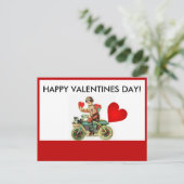 オートバイの幸せなバレンタインデーの郵便はがき シーズンポストカード (スタンド正面)