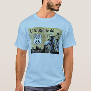 "オートバイの広告とのヴィンテージ米国ルート66 " Tシャツ