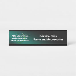 オートバイの復元、ティール（緑がかった色）、エンボスルックリング デスクネームプレート