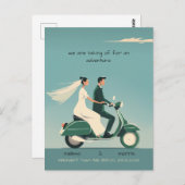 オートバイの新郎新婦 ポストカード (正面/裏面)