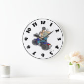 オートバイの時計の漫画の男 ラージ壁時計 (ホーム)