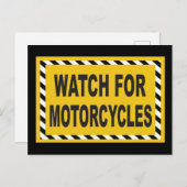 オートバイの注意サインを見る ポストカード (正面/裏面)