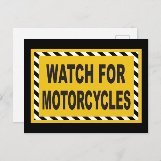 オートバイの注意サインを見る ポストカード (正面/裏面)
