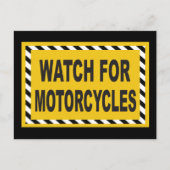 オートバイの注意サインを見る ポストカード (正面)